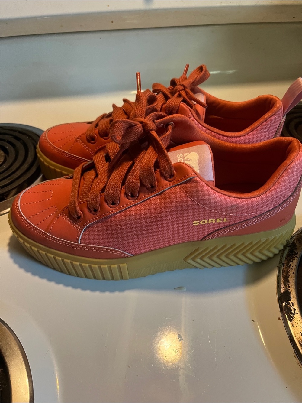 Sorel Coral-Orange Low-Top Platform Sneaker